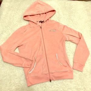 Pink BCBG Velour Crystal‎ Zip-up Hoodie
